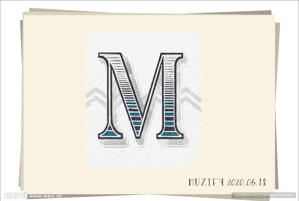 M 复古字母设计