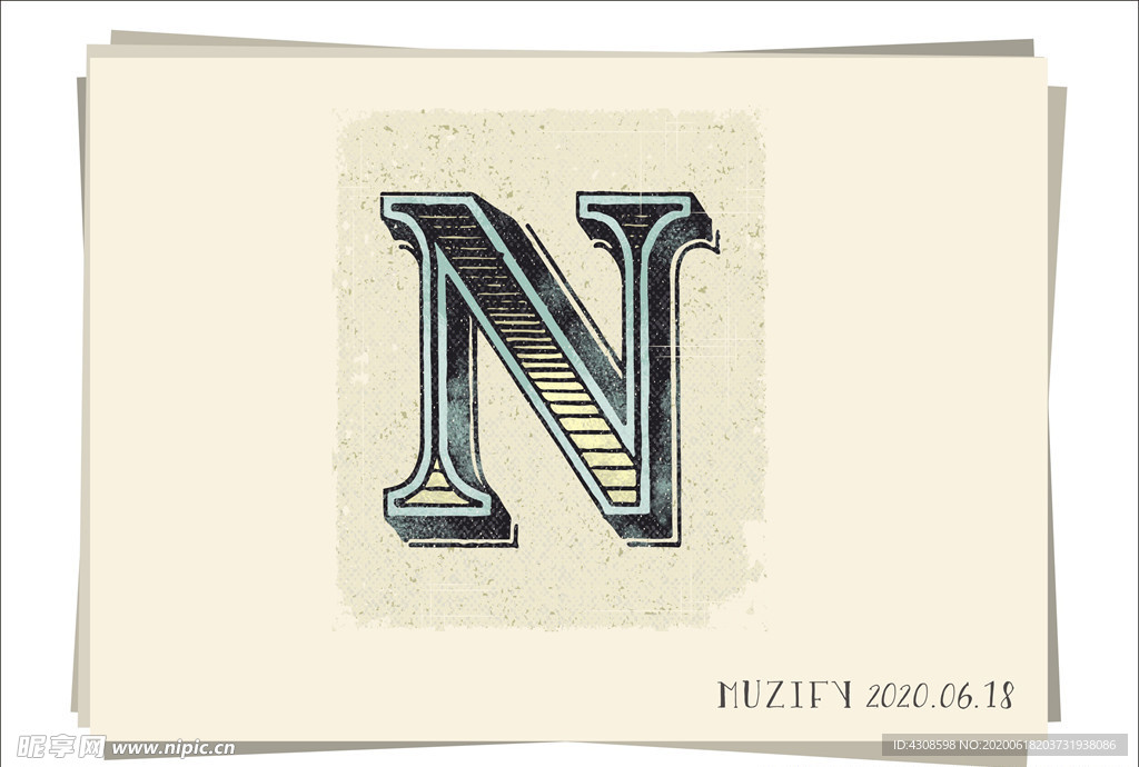 N 复古字母设计