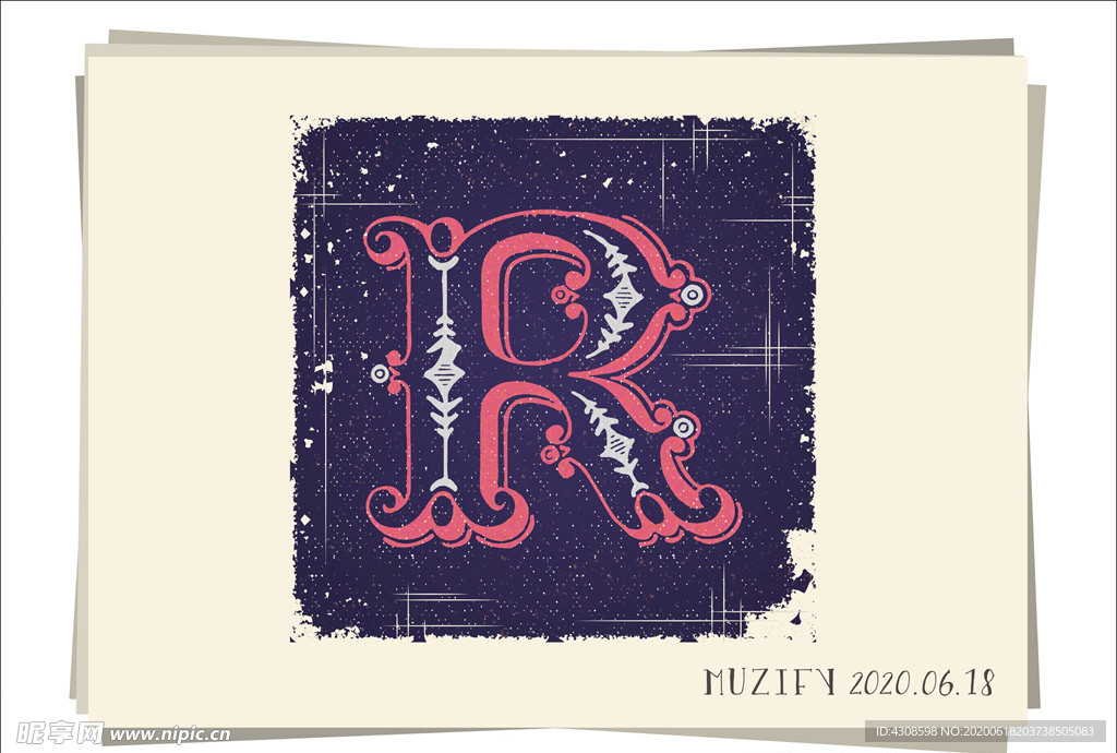 R 复古字母设计