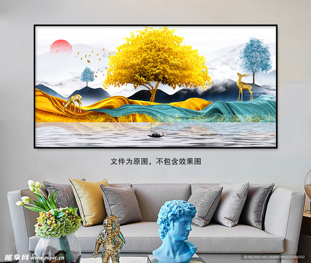 新中式麋鹿装饰画