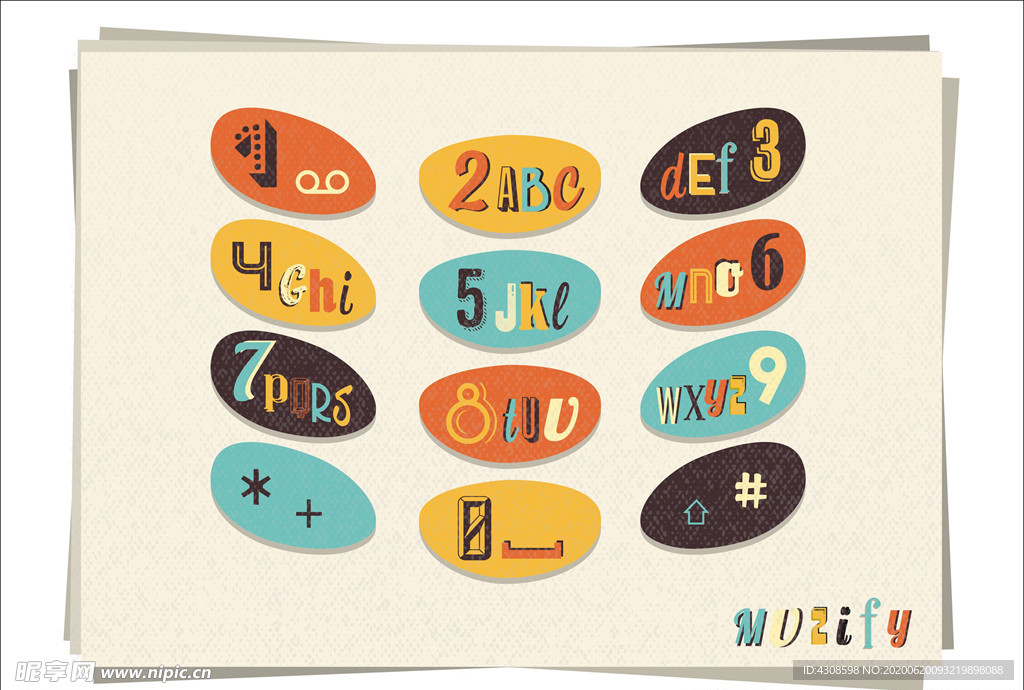 彩色按键字母设计