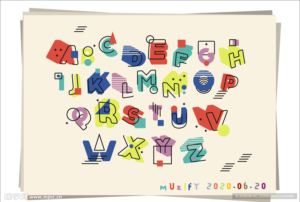 彩色色块字体设计