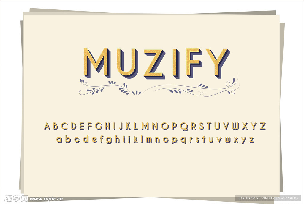 黄色图案复古字母设计