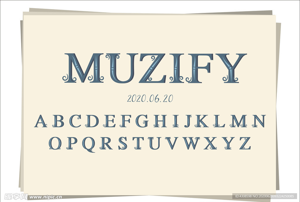 蓝色复古字母设计