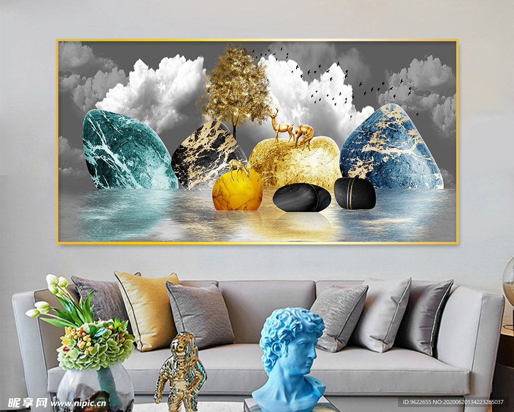 新中式麋鹿装饰画