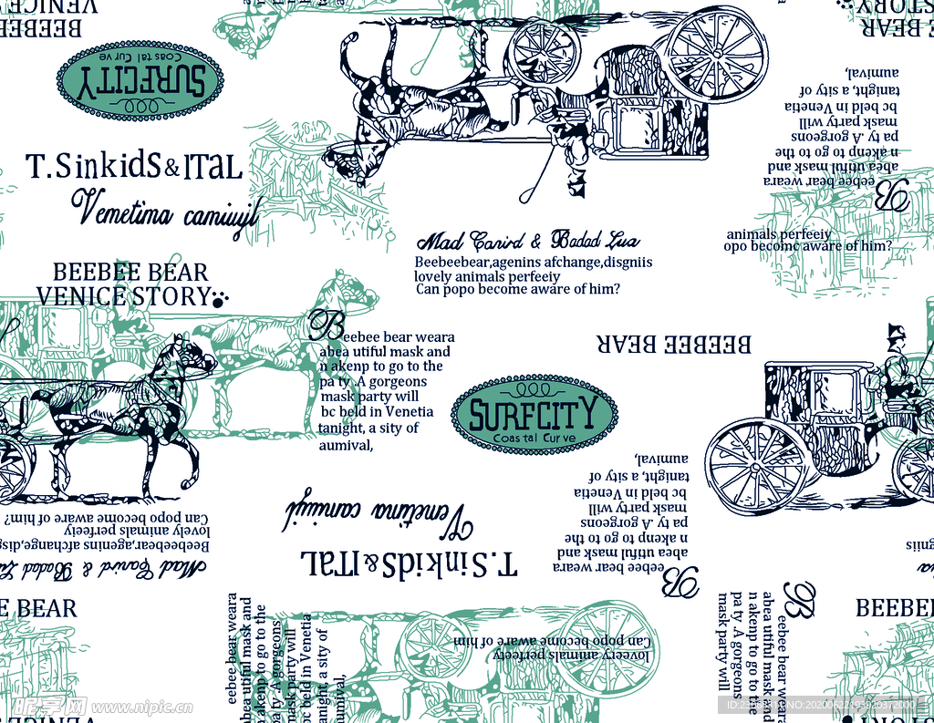 大牌手绘字母马车