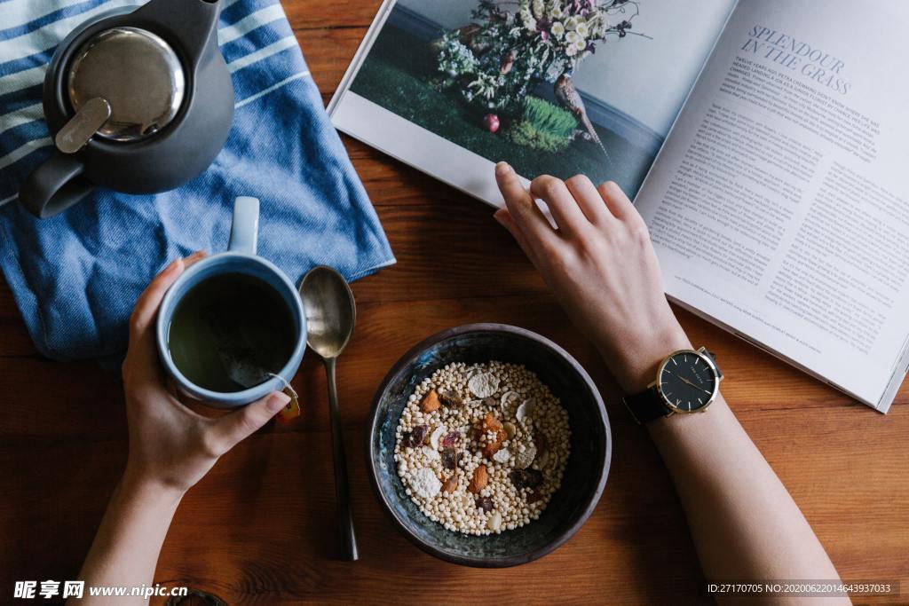 休闲清晨自由职业者自媒体素材