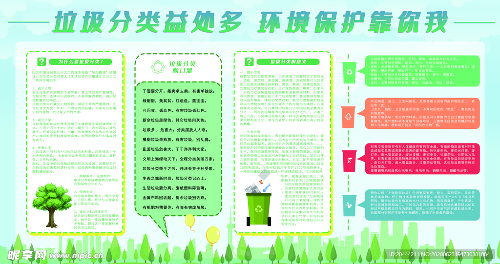 绿色清新参与垃圾分类创建文明