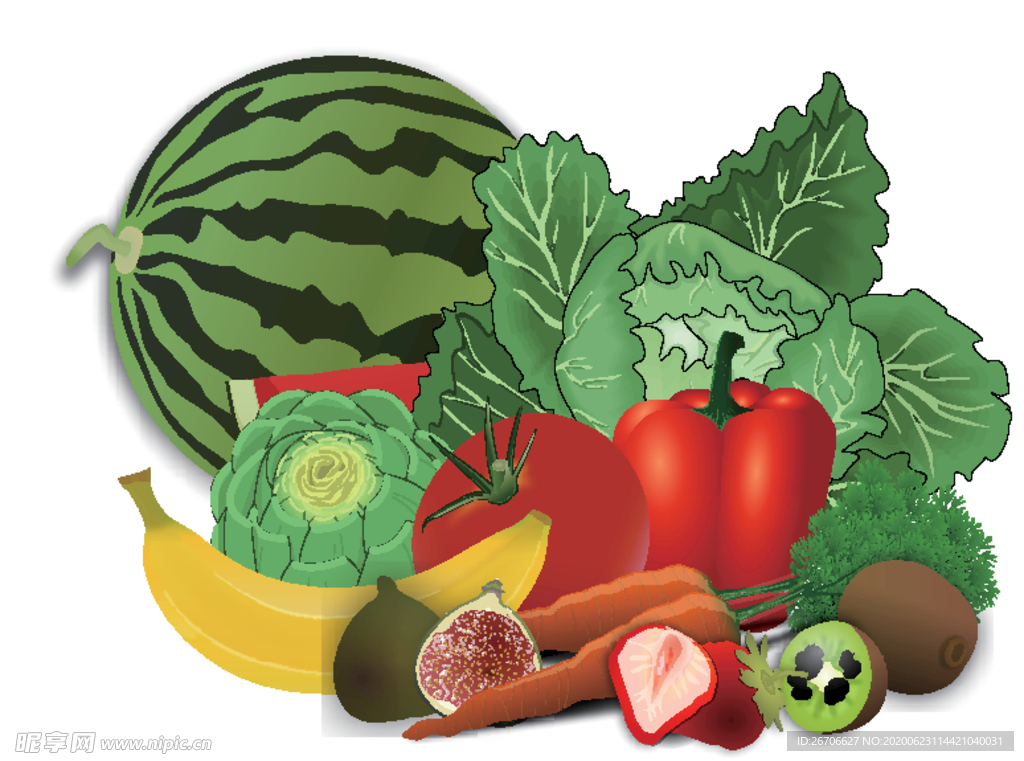 矢量水果蔬菜