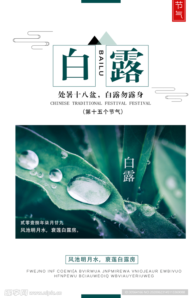 白露传统国风古风清新海报