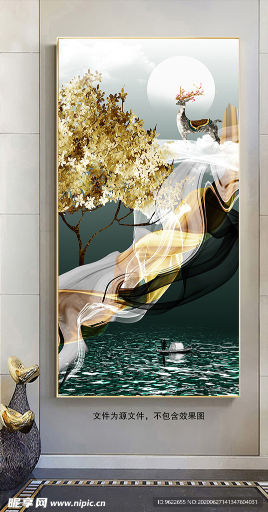 新中式麋鹿装饰画