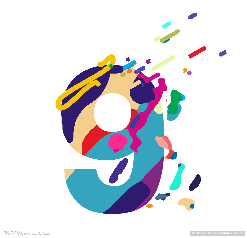 艺术彩色设计字母数字9