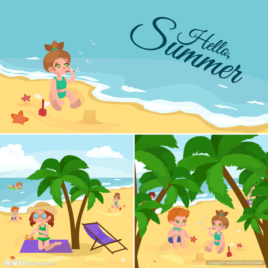 卡通沙滩