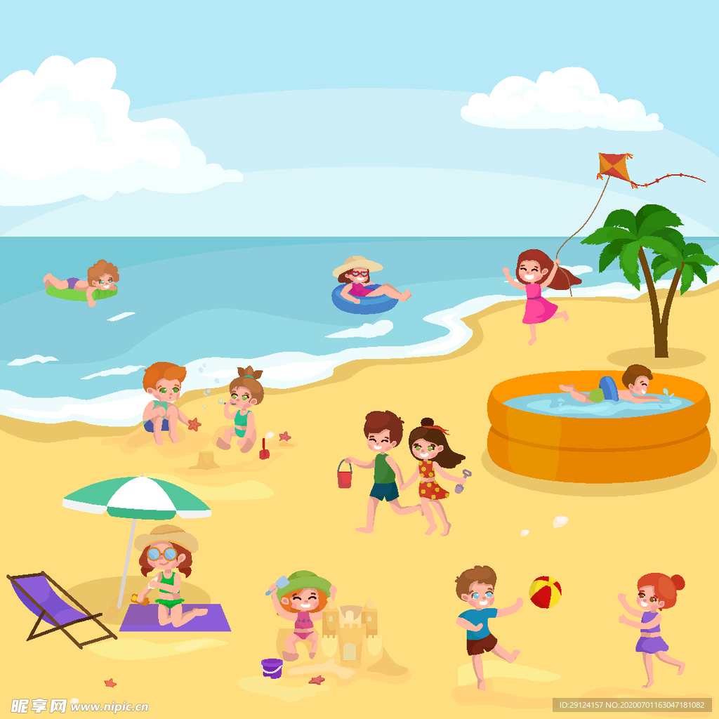 卡通沙滩