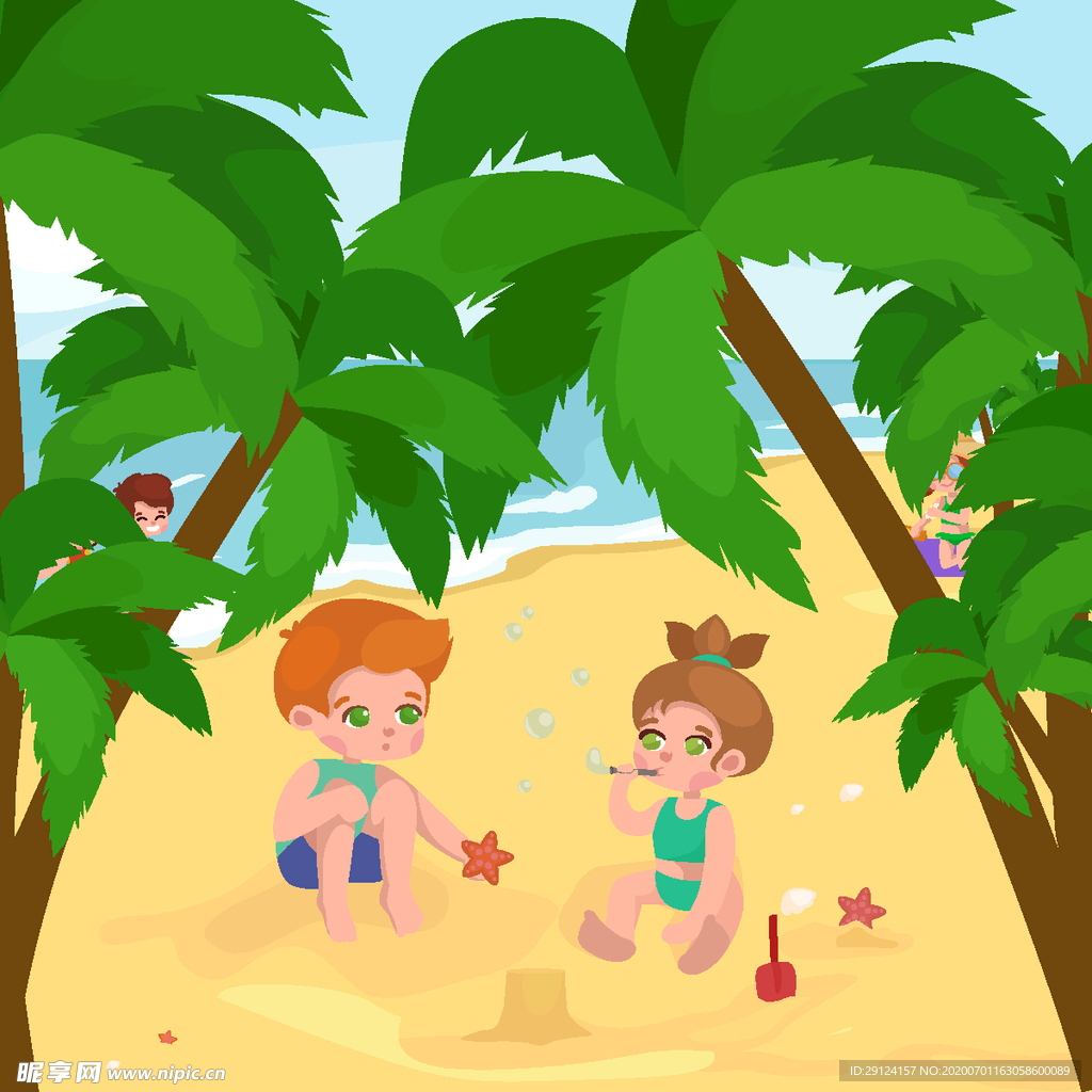 卡通沙滩