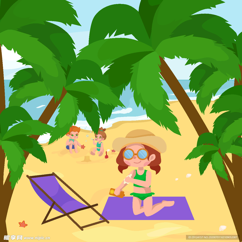 卡通沙滩