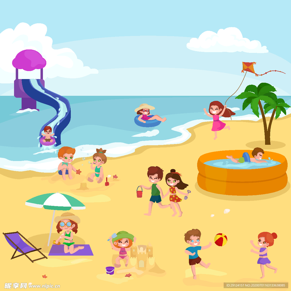 卡通沙滩