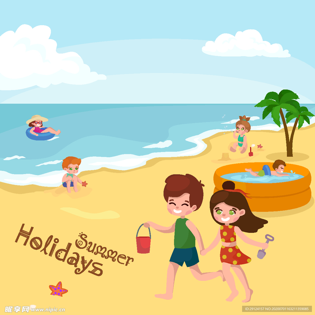 卡通沙滩