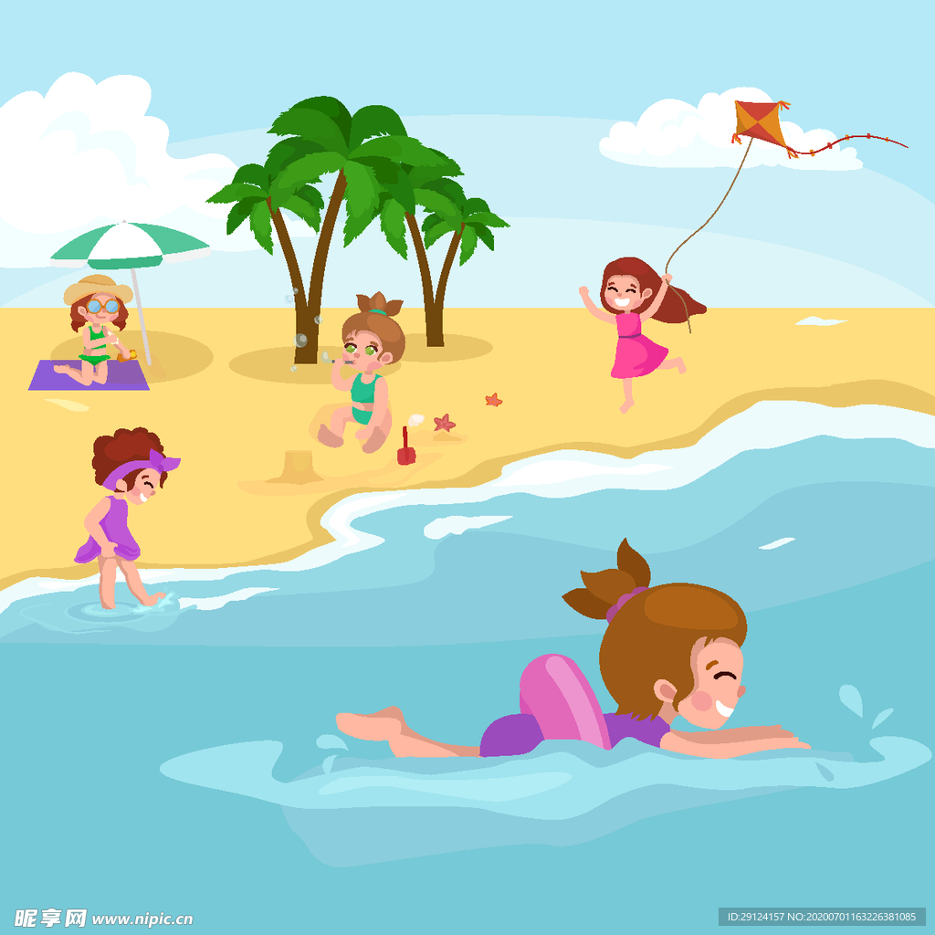 卡通沙滩