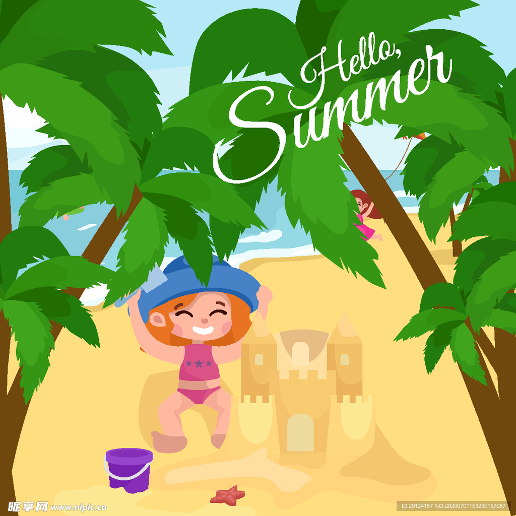 卡通沙滩