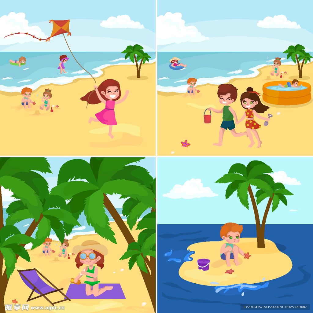 卡通沙滩