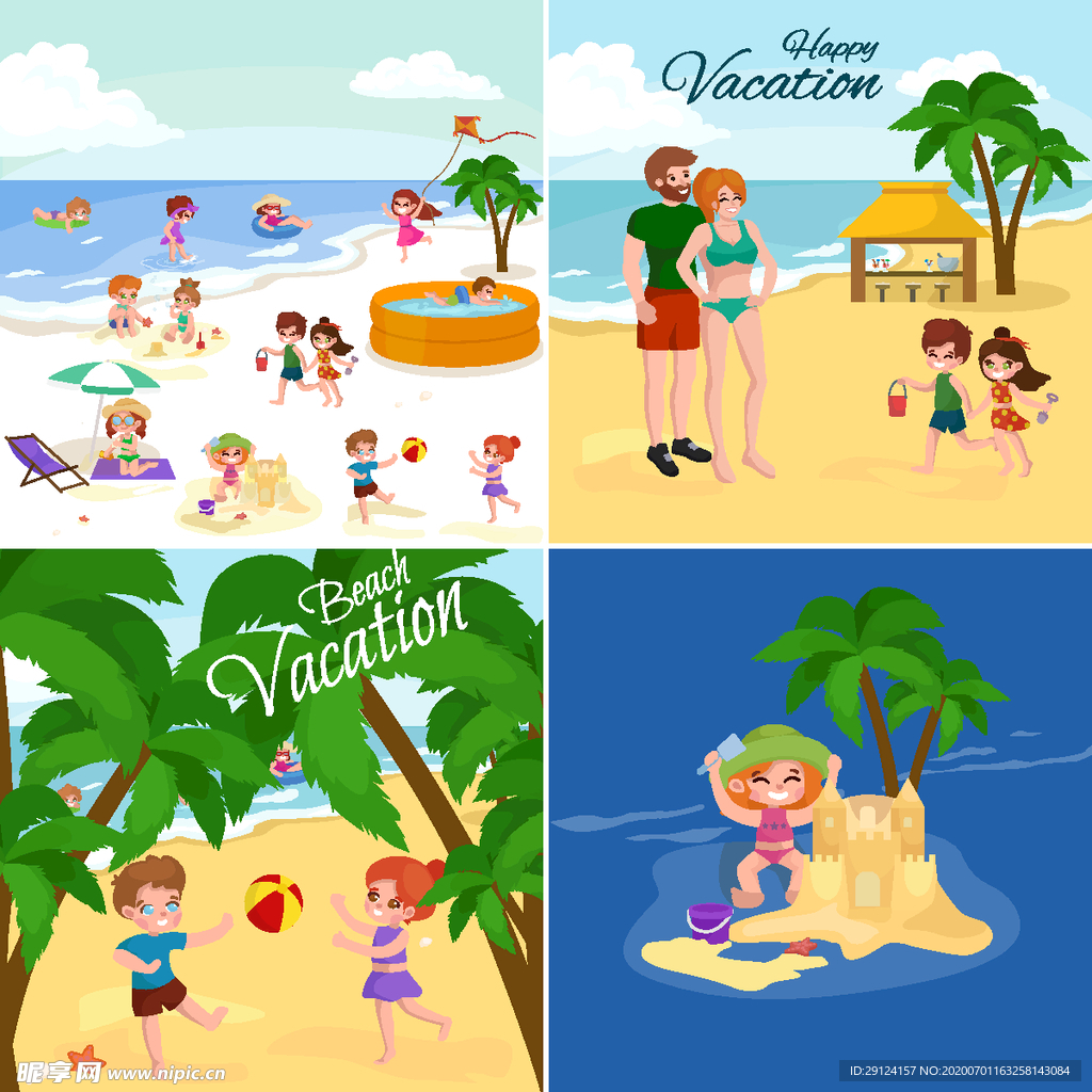 卡通沙滩