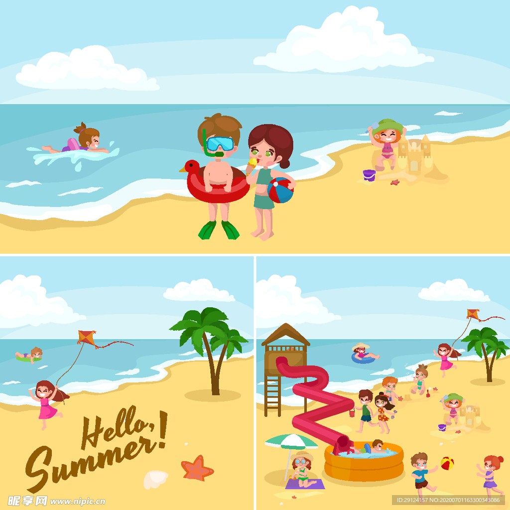 卡通沙滩