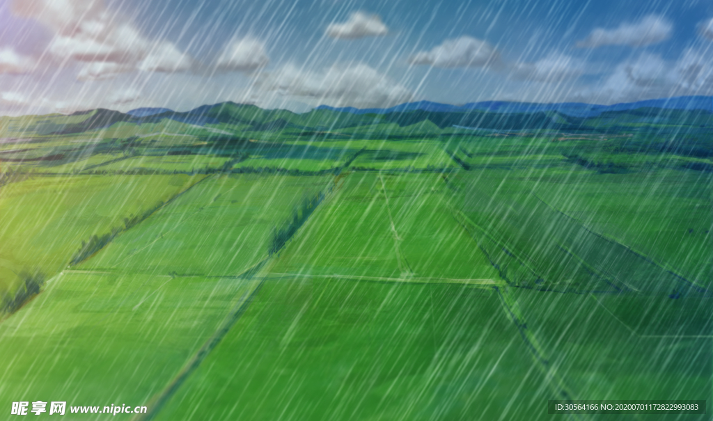 夏季绿色清新插画卡通背景素材