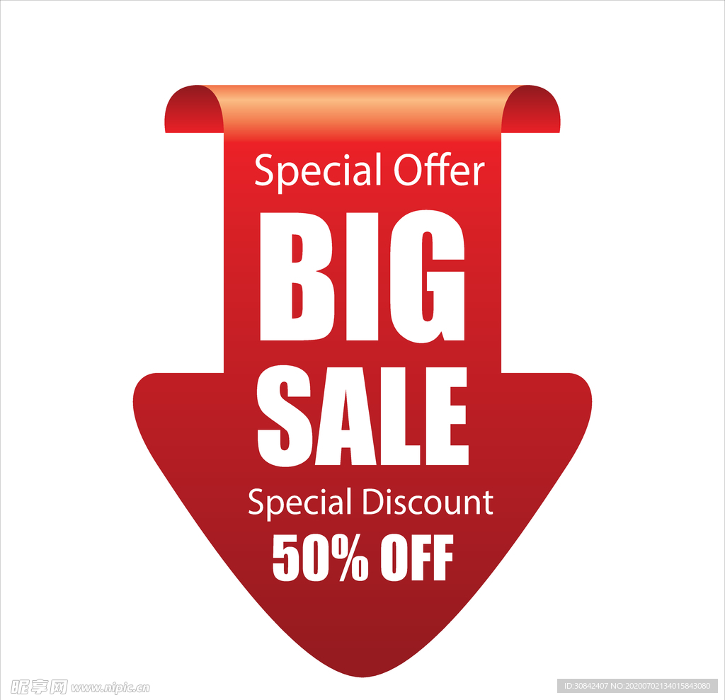 红色降价箭头标签