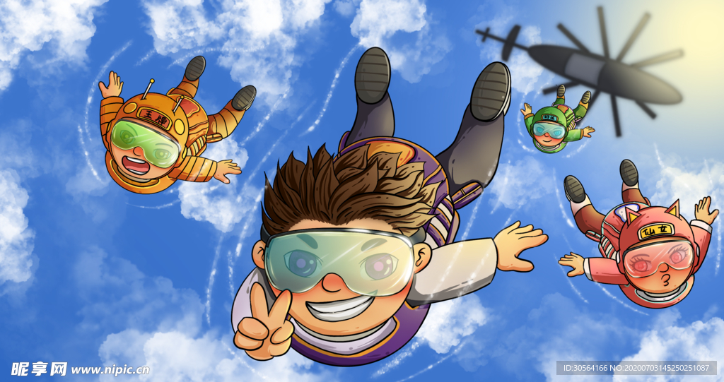 吃鸡游戏儿童插画卡通背景素材