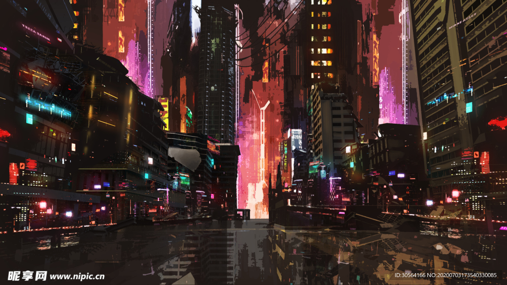 游戏未来朋克插画卡通背景