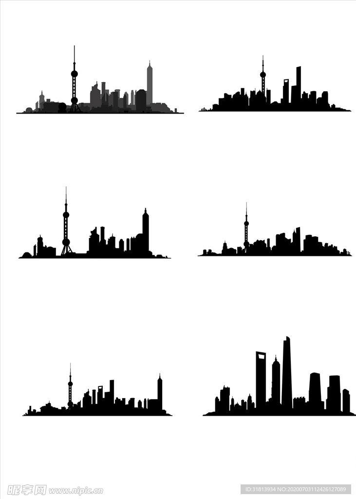 上海都市建筑剪影元素