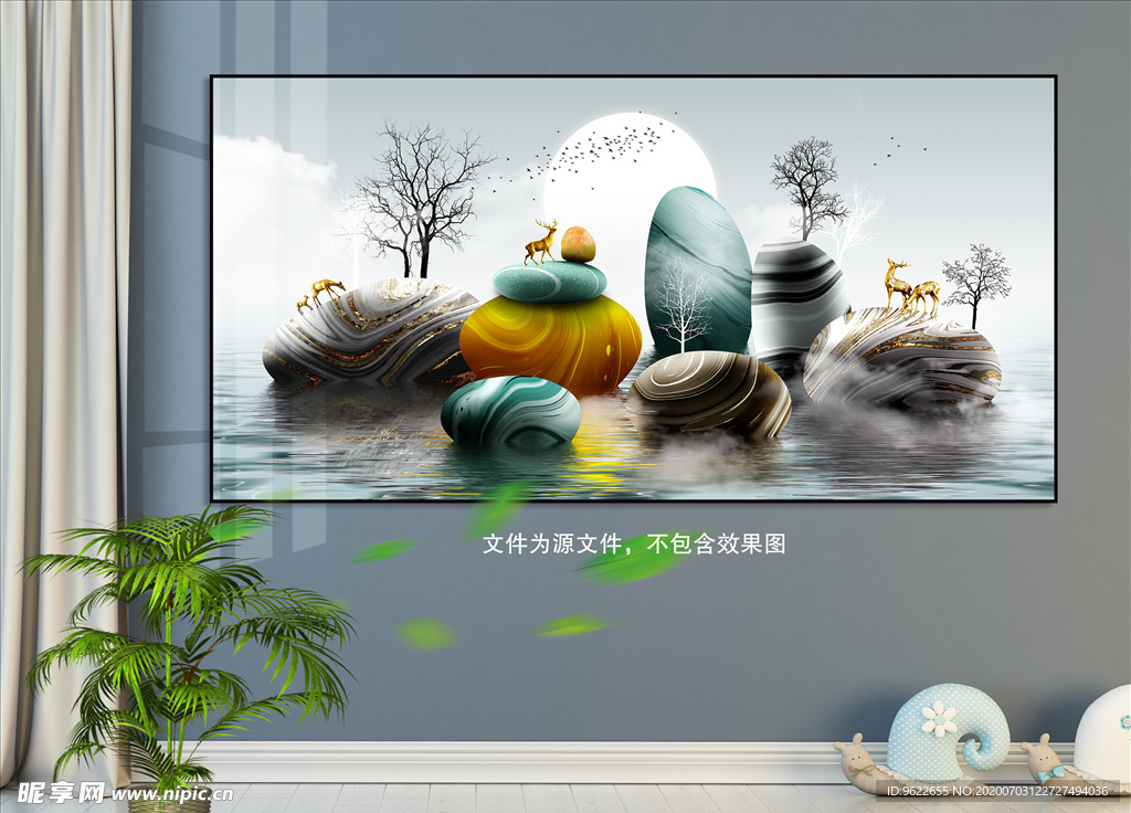 新中式麋鹿装饰画