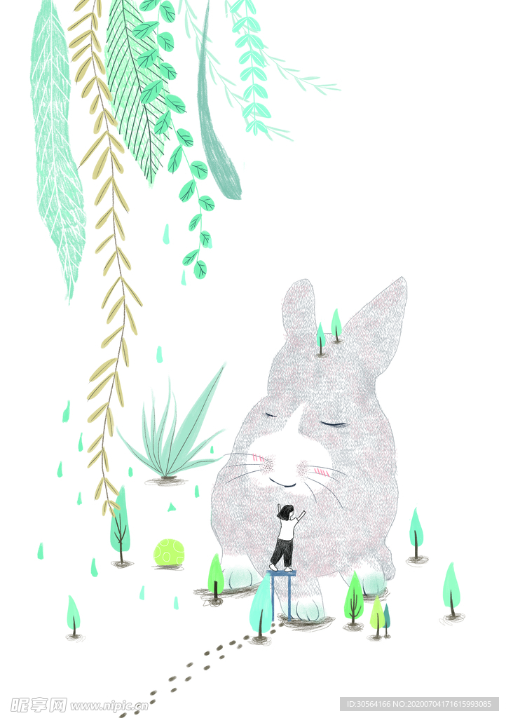 龙猫卡通清新传统插画背景