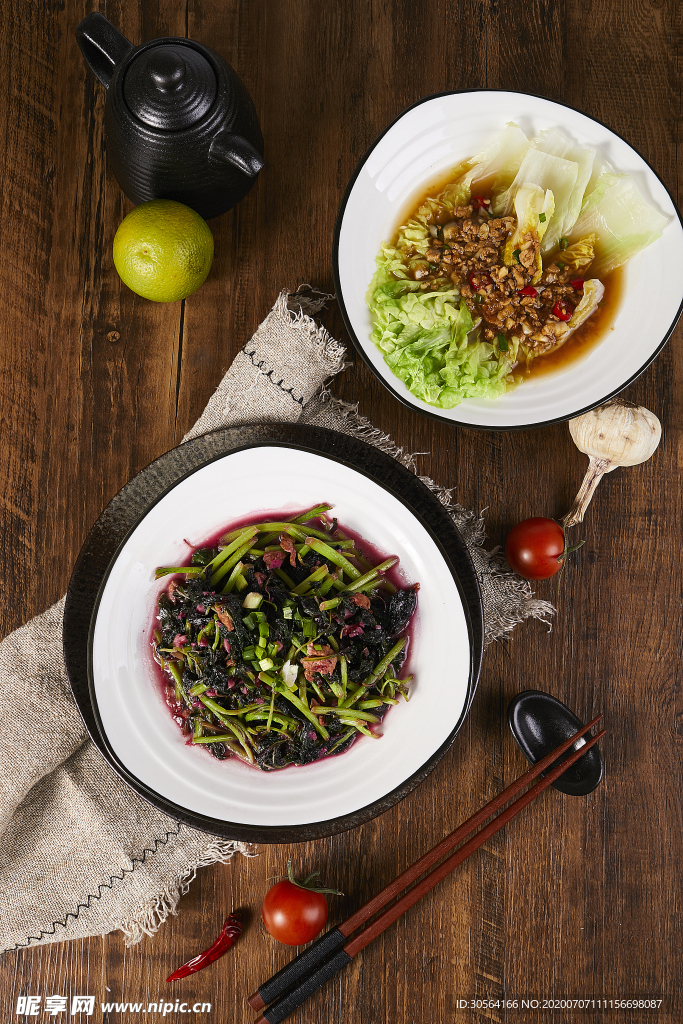 苋菜食材美食午餐摆盘背景素材