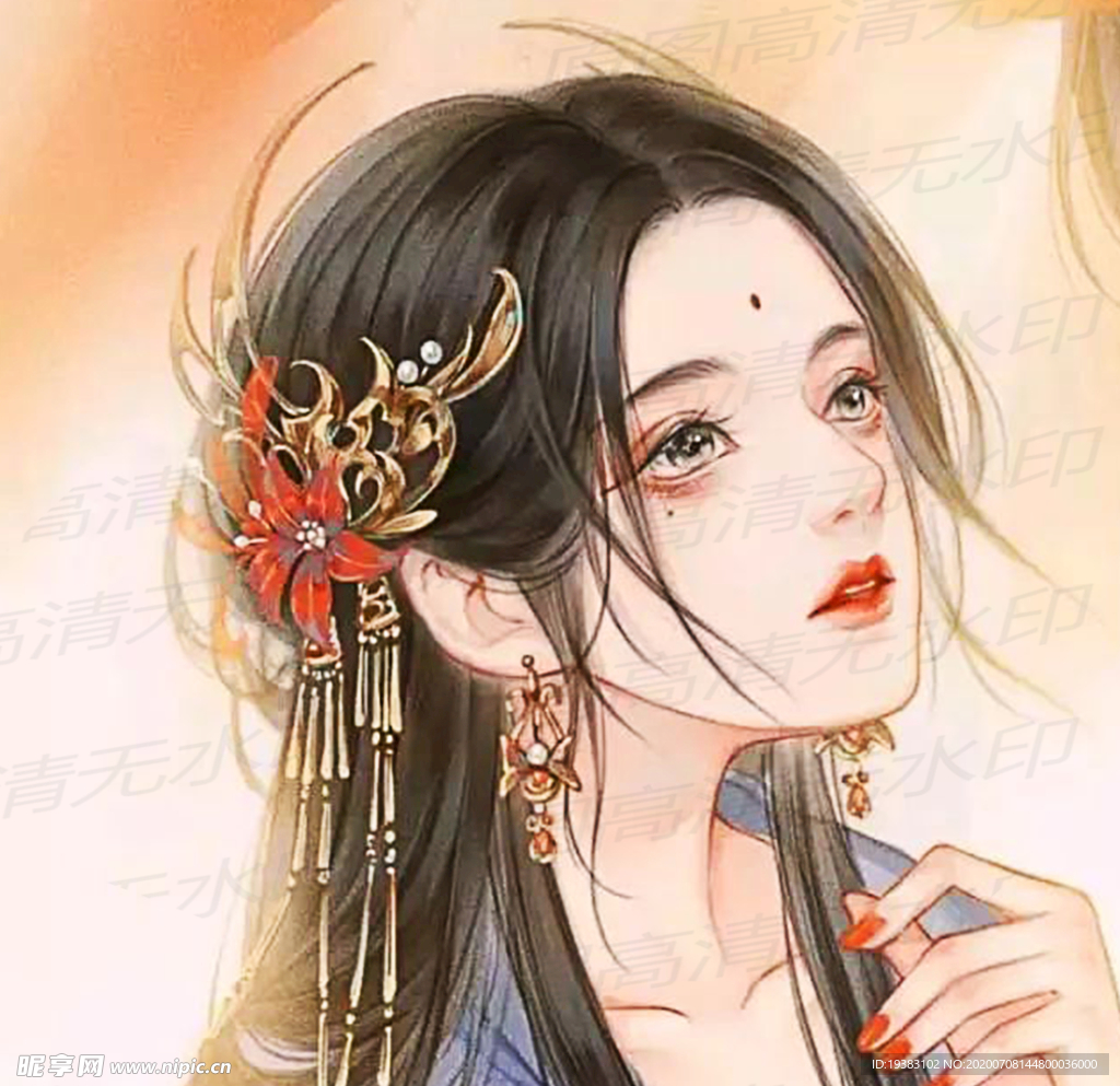 古风情侣头像女子