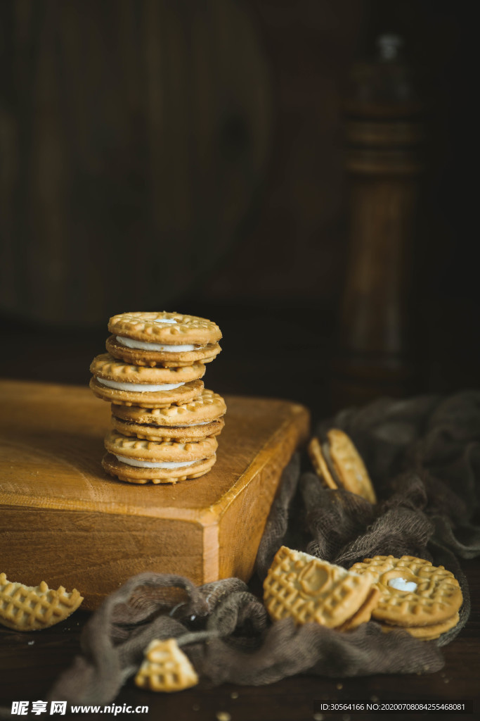 夹心饼干零食小吃休闲背景素材