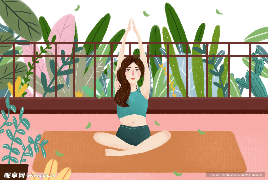 瑜伽人物女性健身插画素材