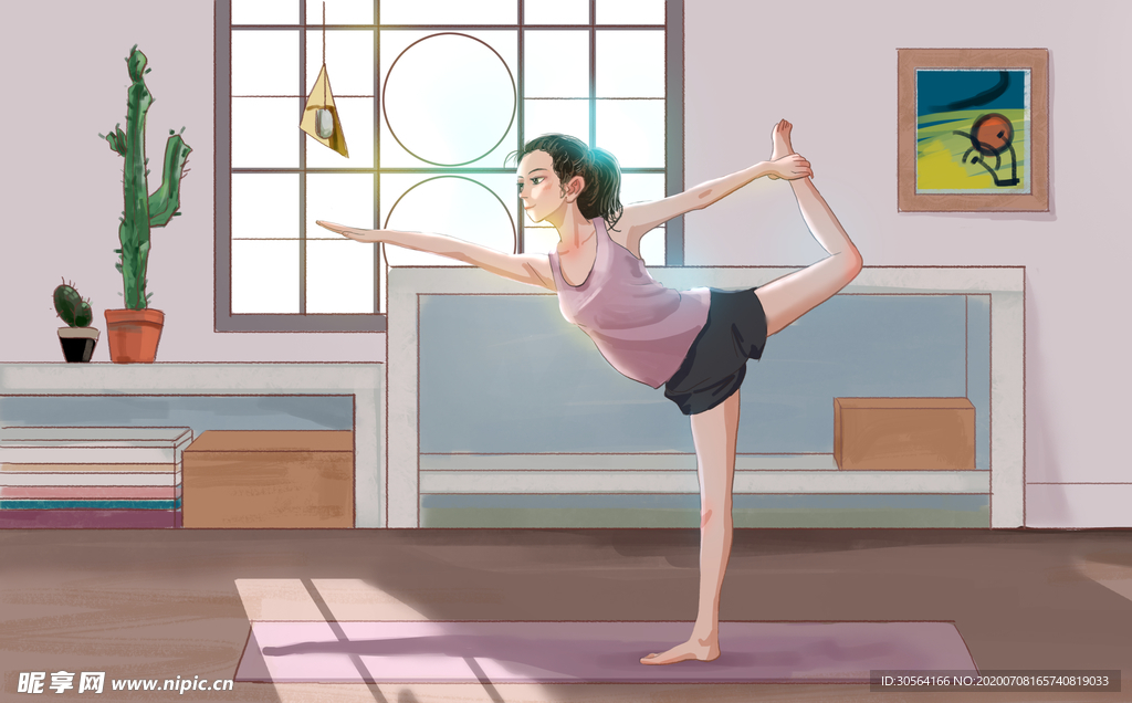 运动健身减肥女性人物插画素材