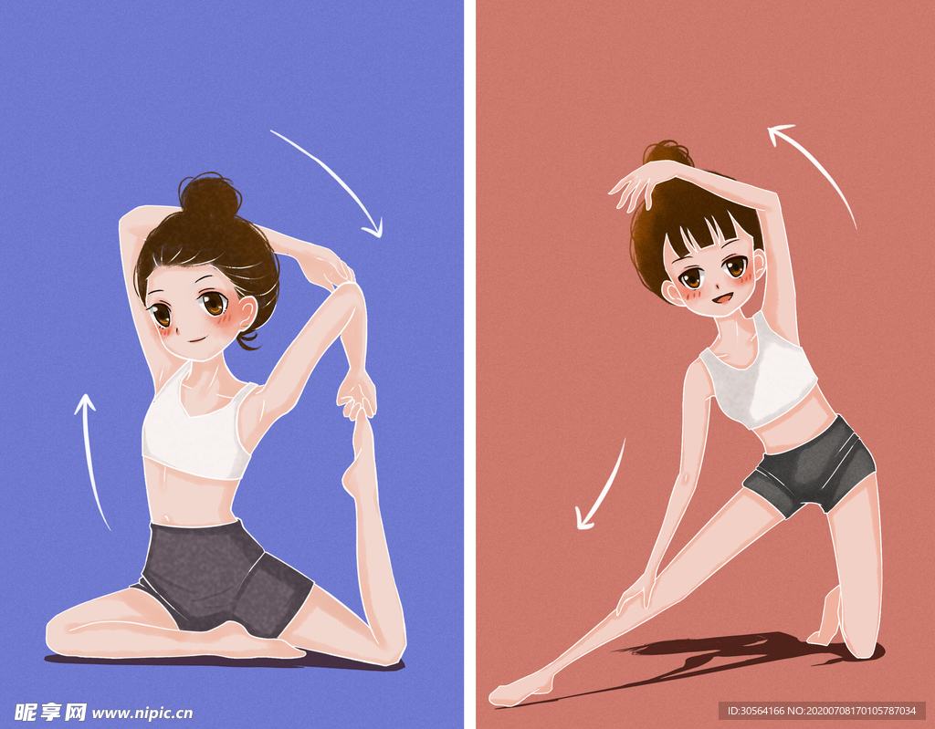 运动健身减肥女性人物插画素材