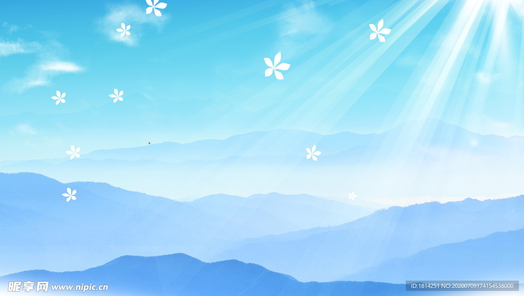 山脉阳光蓝天背景