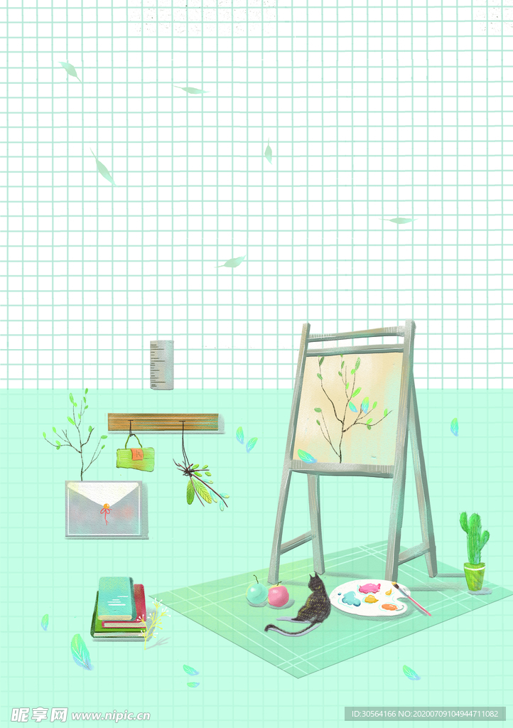 夏季清新画板插画背景素材