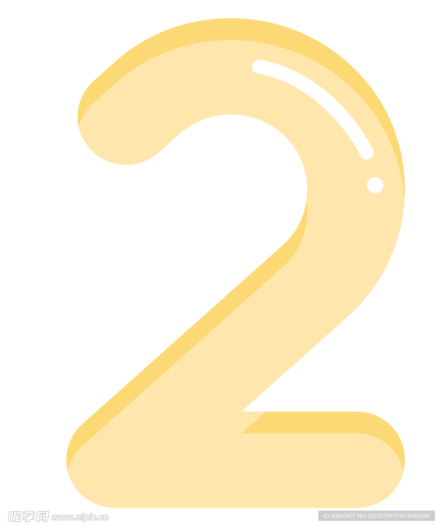 可爱彩色卡通数字2