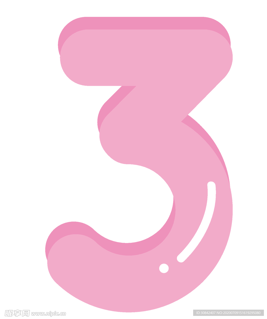 可爱彩色卡通数字3