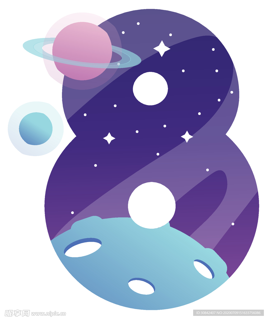 蓝紫色天空数字创意8