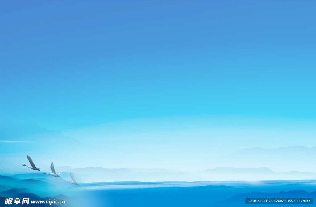 蓝天山脉大雁气势