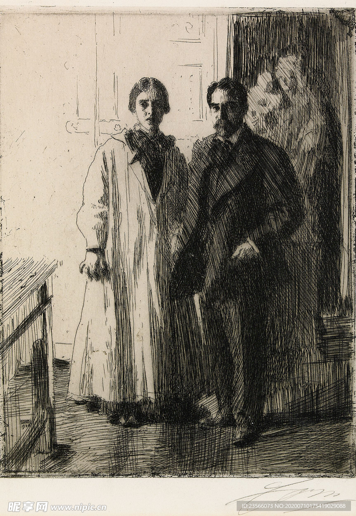 人物形象素描绘画