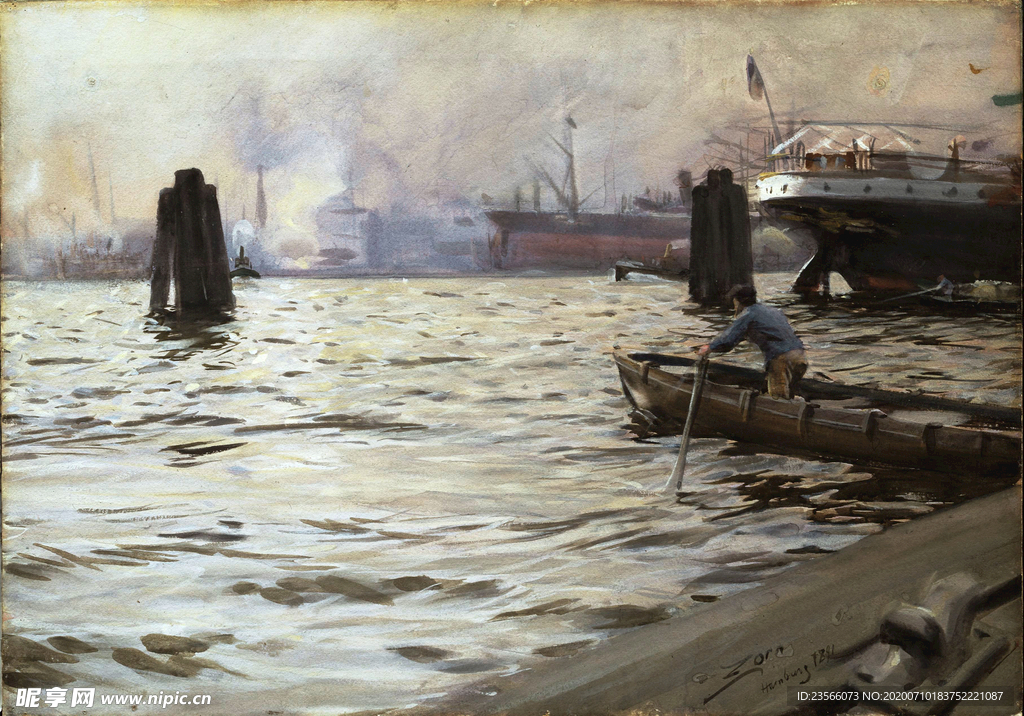 生活场景风景油画