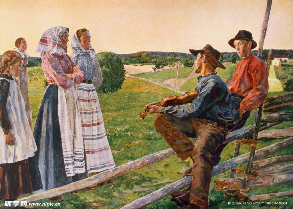 生活场景风景油画