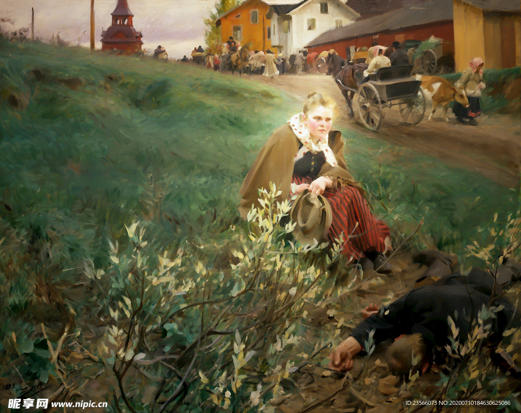 生活场景风景油画